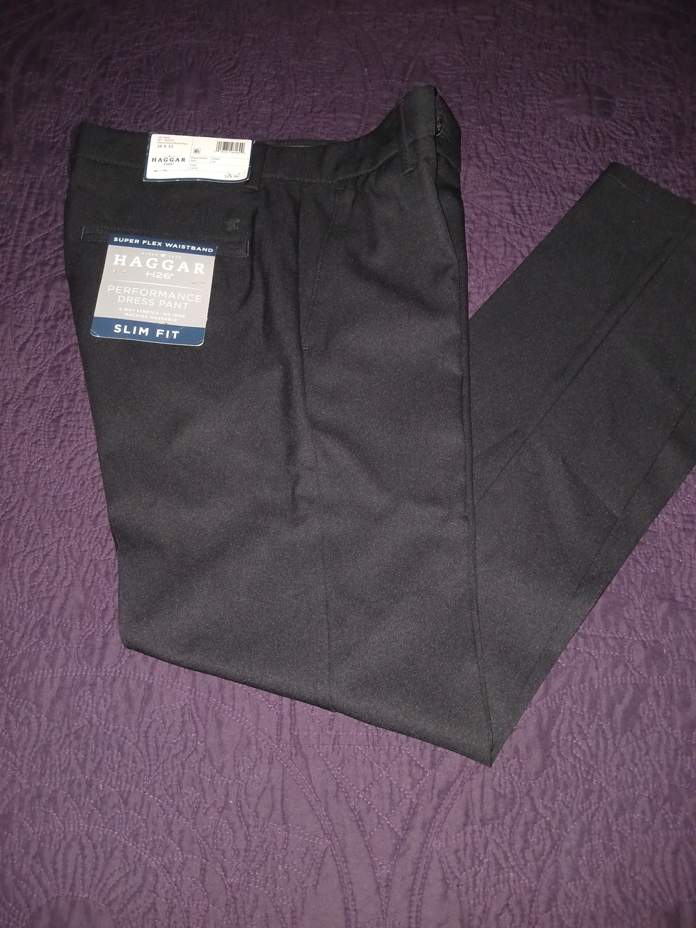 Haggar Black Slim Fit Performance Dress Pants